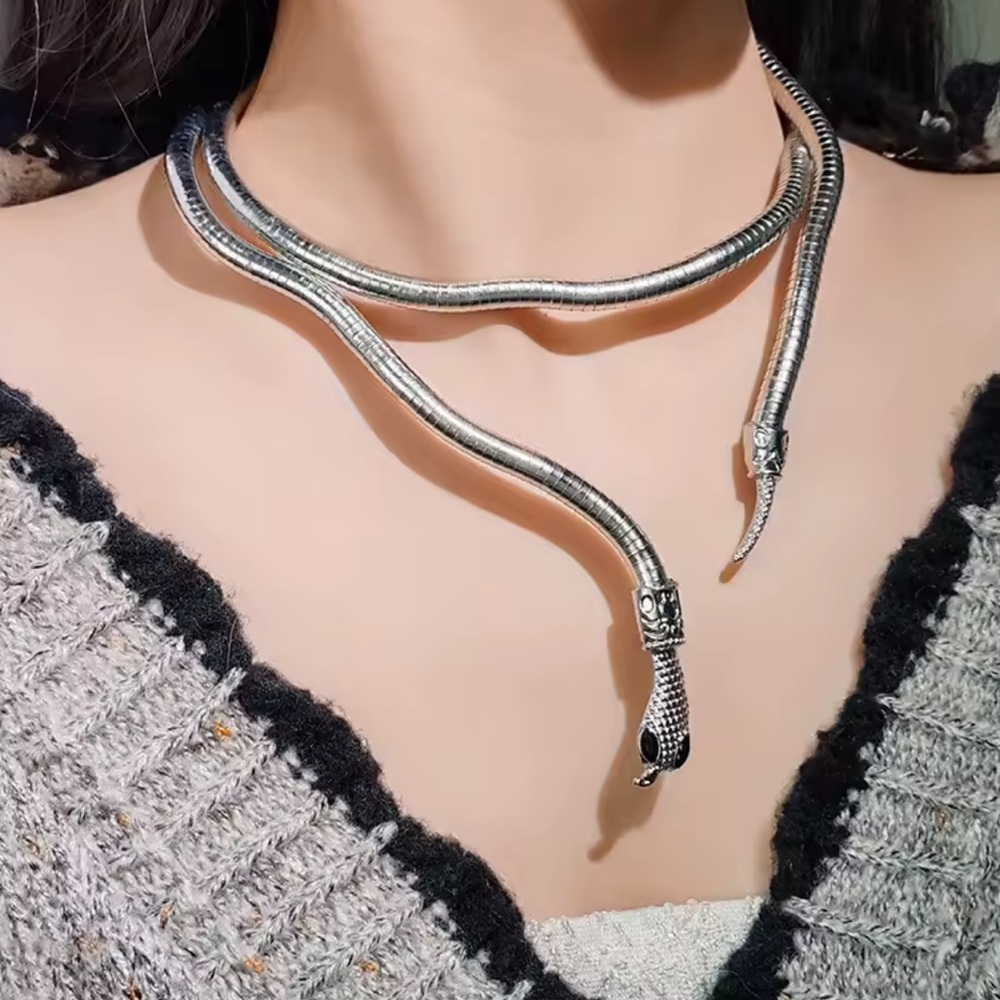 Silver Serpenti Snake Necklace-Bracelet Multifunctional - Picture 7 of 17